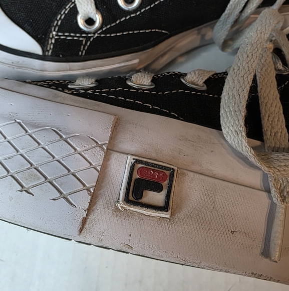 FILA Women's Black High-top Canvas Platform Sneakers - Picture 7 of 16